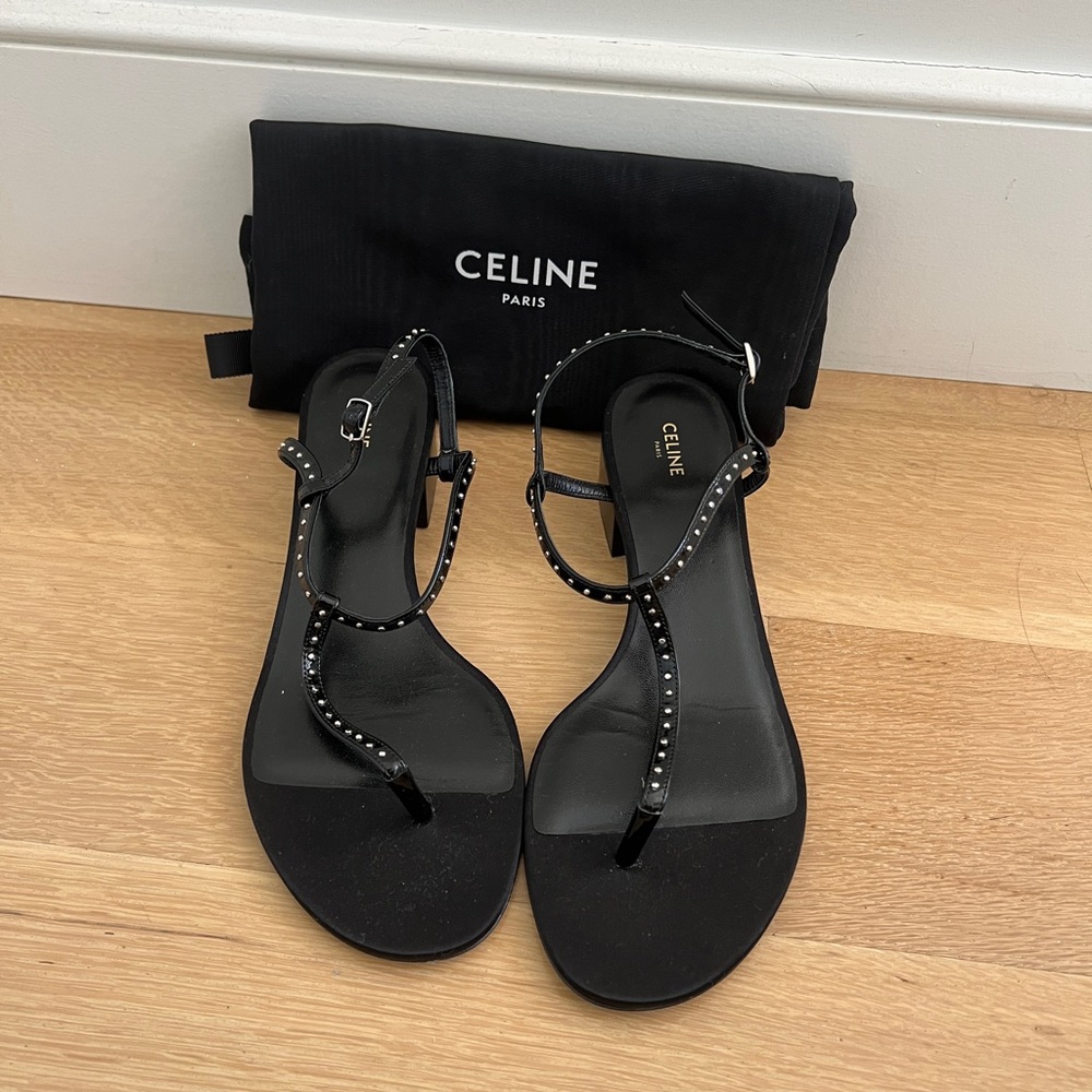 Celine Black Studded Sandals